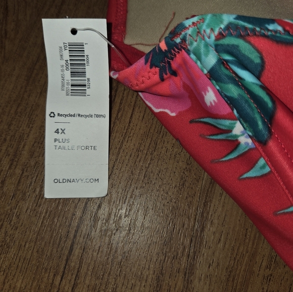 Old Navy 4X Red Hawaiian Tropical Floral Bathing Suit - Picture 8 of 9